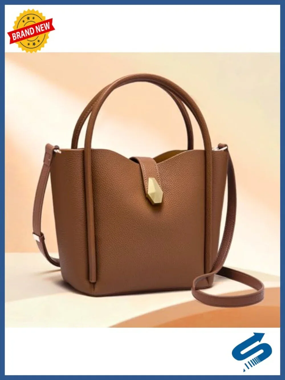 Genuine Leather Bucket Bag Women Crossbody Shoulder Tote